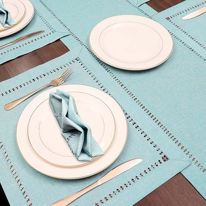 Grelucgo Set of 4 Handcrafted Solid Aqua Color Dining Table Place-mats - Image 4
