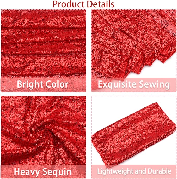 12 Packs 12 X 108 Inch Red Sequin Table Runner Glitter Dining Table Runner - Image 4