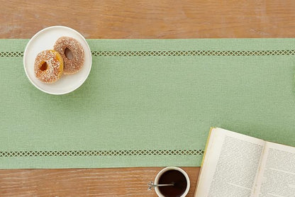 Burlap Table Runner, Avocado Green Table Runners 108 inches Long | Double Layer - Image 7