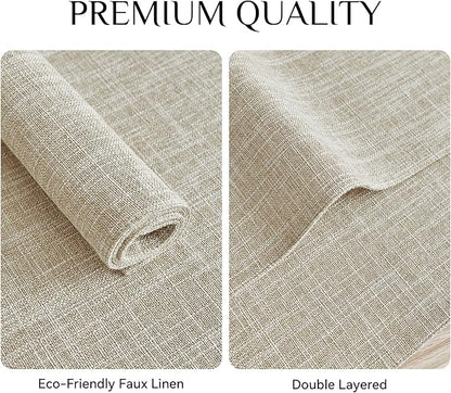 Softalker Faux Linen Placemats Set of 4-12 x 18 Inch, Heat Resistant Double Layered Durable Burlap Farmhouse Place Mats, Non-Slip Washable Rustic Table Mats for Dining, Kitchen, Party（Beige
