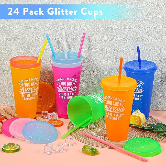 24 Pack Plastic Tumblers with Lids and Straws, Sometime You Forget You Are - Image 4