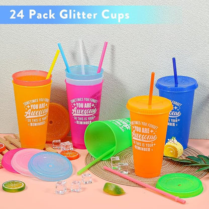 24 Pack Plastic Tumblers with Lids and Straws, Sometime You Forget You Are - Image 4