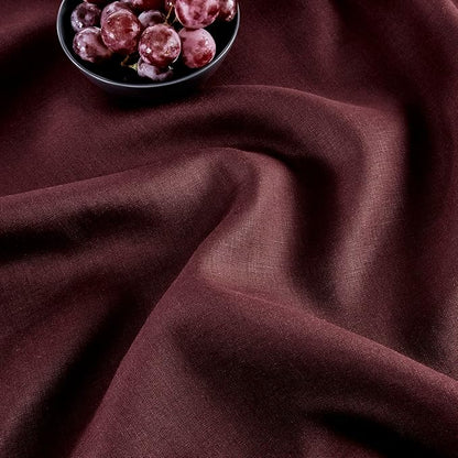 Solino Home Linen Burgundy Table Runner 72 Inches Long - 100% Pure Linen Hemstitch Table Runner 14 x 72 Inch for Dresser, Dining, Winter, Valentines - Classic Hemstitch