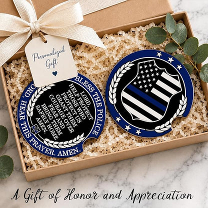 Police Car Coasters Set of 2 – God Bless The Police Prayer Ceramic Cup Holder - Image 5