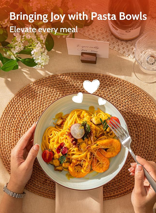 Sweese 6-Pack Ceramic Pasta Bowls, High-Grade Durable Professional Quality - Image 3