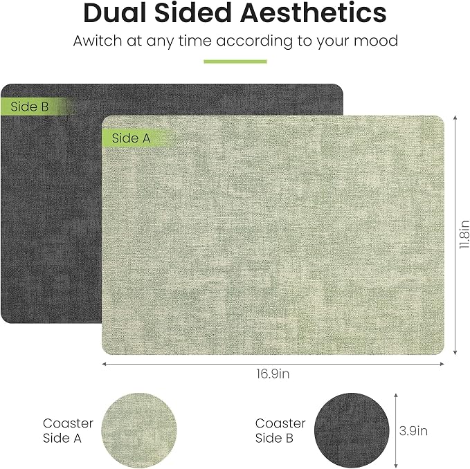 Fyvva Placemats Set of 4 Wipeable Reversible Faux Leather - Image 2