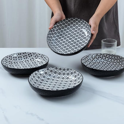 LEHAHA Ceramic Pasta Bowls Set of 4, 8.25" Large Porcelain Salad Bowls Soup Bowl - Image 4