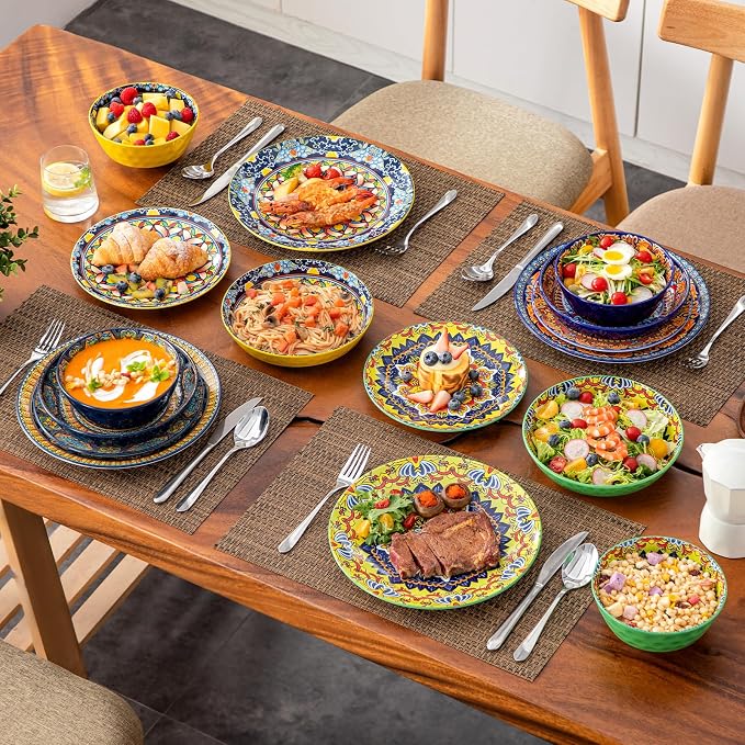 vancasso 16 Pieces Plates and Bowls Set, Bohemian Style Dinnerware Sets Service - Image 9