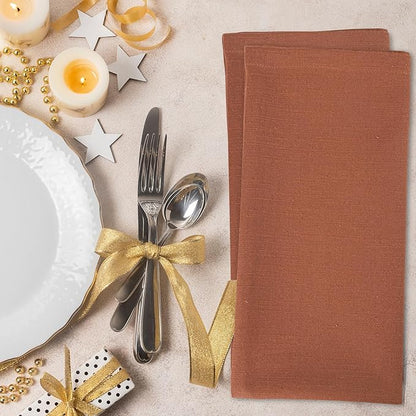 Urban Villa Cloth Napkins Set of 12 20x20 Inches 100% Cotton Napkins Cloth Washable Durable Reusable Absorbent Table Dinner Napkins Cloth for Thanksgiving Hotel Lunch Restaurant Parties – Rust Slub
