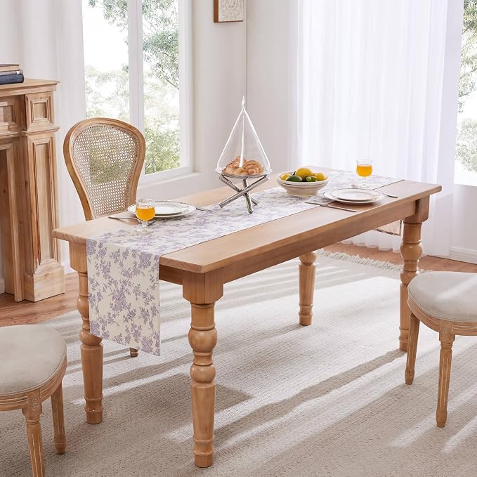 French Pastoral Farmhouse Table Runners, 13x60 Inch Purple | 100% Organic - Image 3