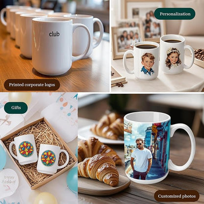 Joyclub Sublimation Mugs Blank 15 oz Coffee Mugs Bulk White Ceramic Cups - Image 2