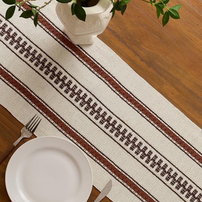 Baccessor Boho Macrame Table Runner, Terracotta Cotton Woven Table Runner - Image 7