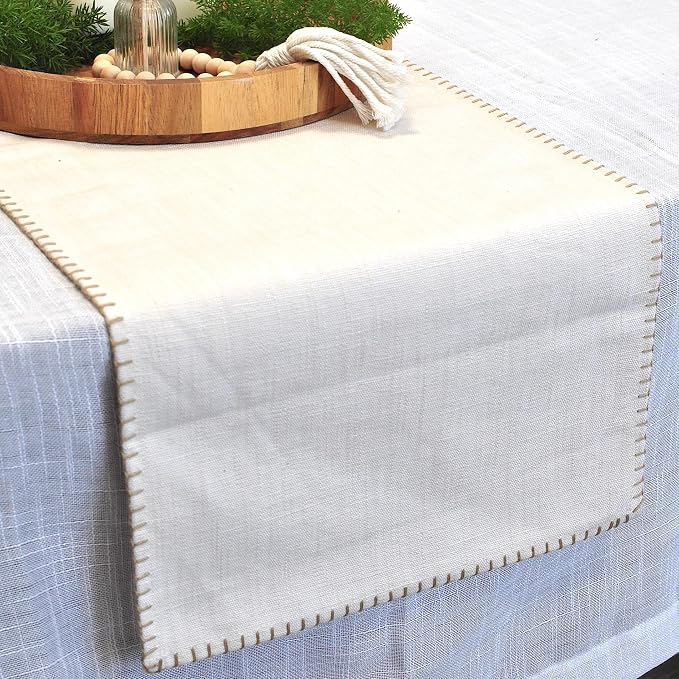 Cotton Table Runner 72 inches Long Decorative Stitched Edge Kitchen Table - Image 7