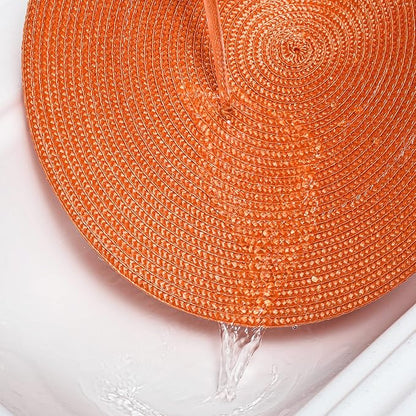 AHHFSMEI Round Braided Placemats 15 Inch Round Table Mats for Dining Tables Natural Woven Heat Resistant Place mats Set of 6 (Orange)