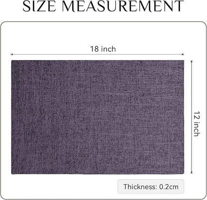 Softalker Faux Linen Placemats Set of 12-12 x 18 Inch, Heat Resistant Double Layered Durable Burlap Farmhouse Place Mats, Non-Slip Washable Rustic Table Mats for Dining, Kitchen, Party（Purple