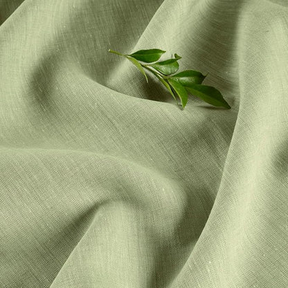 Solino Home Linen Tablecloth 60 x 132 Inch - 100% Pure Linen Chambray Olive Table Cloth for Rectangular Tables - Athena, Machine Washable Cloth Tablecloth for Spring, St Patricks Day