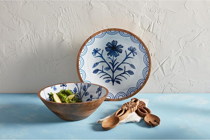 Mud Pie Carved Flower Salad Servers; 11" - Image 2