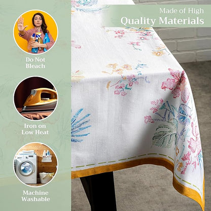 Maison d' Hermine Table Cloth Rectangle Table 100% Cotton 60 x 90 Inches Tablecloth Reusable Decorative for Dining Room Farmhouse Home Valentines Day Decorations Spring Summer - Paradise Island