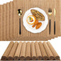 Set of 24 Bamboo Placemats 15.8x12 Inch Sushi Rolling Mat Japanese Style Wicker Placemats Washable Heat Resistant Table Mats for Dinner Kitchen Wedding Party(Bamboo Color)