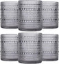 JOVGANK Grey Vintage Hobnail Drinking Glasses Set of 6, Embossed Water Tumbler by JOVGANK