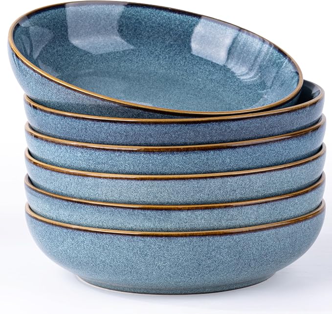 AmorArc 8.5'' Large Pasta Bowls, 36oz Ceramic Salad Serving Bowls Set of 6 by AmorArc