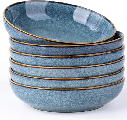 AmorArc 8.5'' Large Pasta Bowls, 36oz Ceramic Salad Serving Bowls Set of 6 by AmorArc