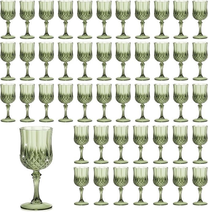 7OZ Plastic Wine Glasses, Reusable Vintage Goblets Unbreakable Drinking Glasses by Unknown