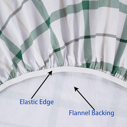 Walrus Round Vinyl Fitted Tablecloth with Flannel Backing Elastic Edge Design Table Cover Waterproof Oil-Proof PVC Table Cloth Stain-Resistant Best for 57"-66" Round