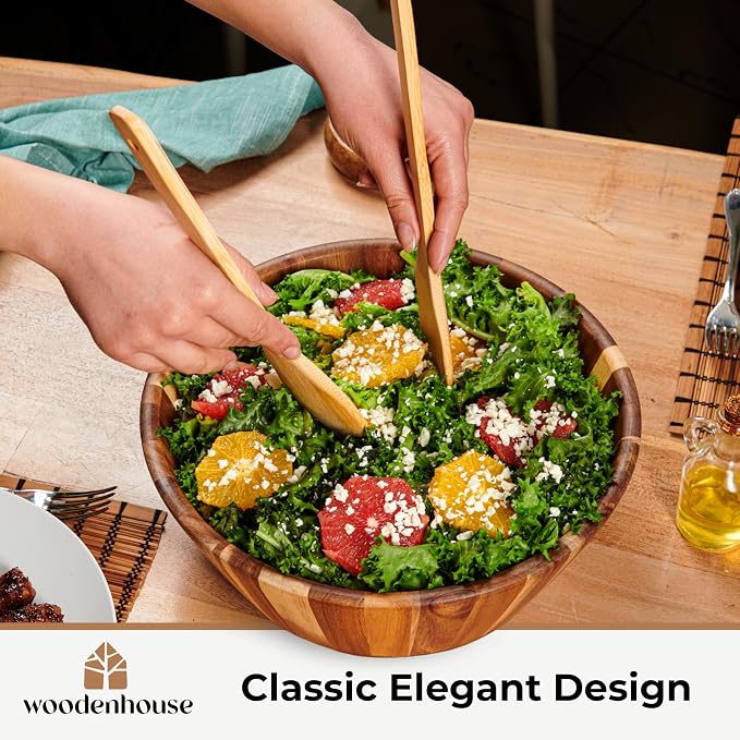 Wooden Salad Bowl, Durable & Stylish Natural Dining Accessory – Elegant Design - Image 5