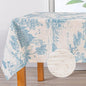 MYSKY HOME Linen Vintage Rectangle Tablecloth 60x102 Inches, Blue Castle Print Table Cloth for Dining Table I Tabletop I Parties/Outdoor I Spring/Summer Waterproof Fabric Farmhouse Tablecloth