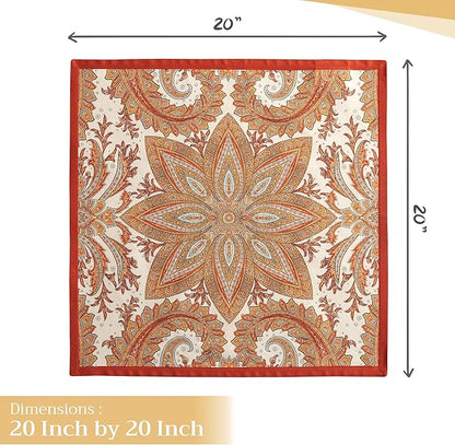 Maison d' Hermine Cloth Napkins Set of 4 100% Cotton Everyday Reusable Square Napkins Cloth Washable, Dinner, Party, Wedding, Restaurant (Kashmir Paisley, 20" x 20")