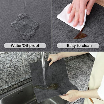 Homaxy Faux Leather Heat Resistant Placemats for Dining Table Set of 4, Waterproof Wipeable Washable PU Table Mats, Easy to Clean Anti-Slip Place Mats, 11.8" x 17", Dark Grey