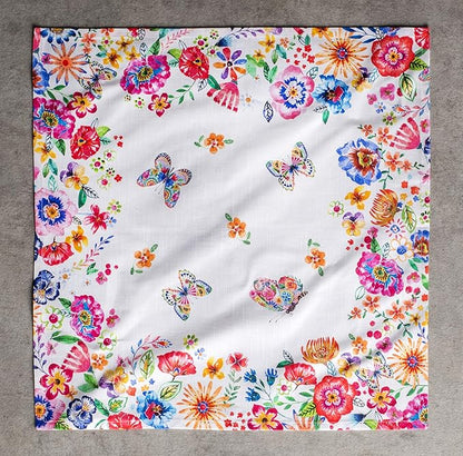 Maison d' Hermine Cloth Napkins Set of 4 100% Cotton Everyday Reusable Square Napkins Cloth Washable Dinner Wedding Valentines Day Decorations Spring/Summer (Happy Florals - High Summer, 20" x 20")