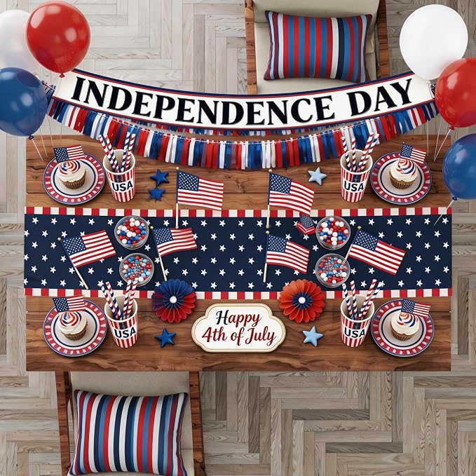 4th of July Decorations, Patriotic USA Stars Table Runner - Image 6