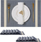 Leetaltree Luxury Dark Blue Placemats with Gold Stripes Placemats Set of 12 - Waterproof Washable for Wedding, Anniversary, Daily Use - Sparkling Table Decor - Hand-Cut
