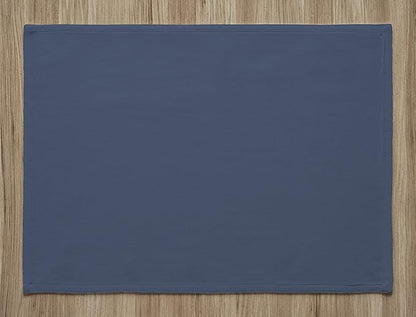 Calicot Placemats Set of 6 100% Cotton Washable Cloth Placemats, Reusable Table Mat for Spring/Summer & Thanksgiving Christmas Decorations Kitchen Dining Party Wedding (Vintage Indigo Blue, 13" x 19")