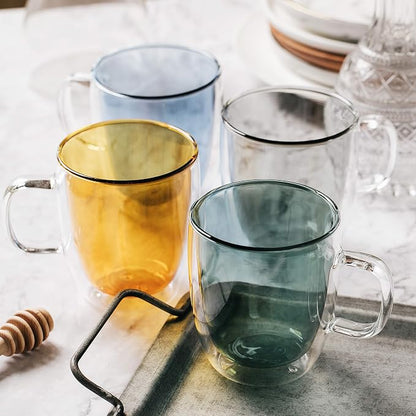 BTaT- Double Walled Glass Coffee Mugs, 12 oz, Colored Glass Coffee Cups - Image 3