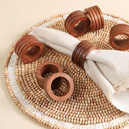 Handcrafted Wooden Napkin Rings, Hardwood Dinner Napkin Holders Set of 12 - Image 3