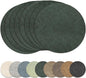 13" Round Placemats Set of 8, Reversible Faux Leather Heat Resistant Table Mats, Waterproof Oilproof Wipeable Table Protective Placemats for Vinyl, Washable for Indoor & Outdoor Use (8, Dark Green)