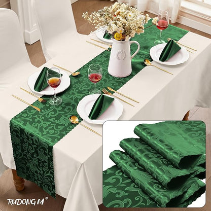 RUDONG M Satin Table Runners, 12 x 108 Inch, 2 Pack | Long Silky Damask - Image 2