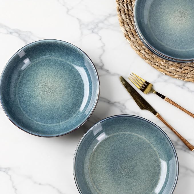 AmorArc 8.5’’ Ceramic Pasta Bowls Set of 4, 36oz Large Stoneware Bowls Set | - Image 3