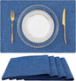 homing Cotton Linen Placemats Set of 4, Cloth Washable Farmhouse Dining Table Mats for Indoors & Outdoors, Easy to Clean, Navy Blue, 13 x 19 Inch