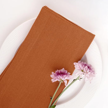 D'Moksha Homes Rust Linen Napkins 18 x 18 Inch - 100% Pure Linen Cloth Washable Dinner Napkins Set of 8 for Spring, Easter
