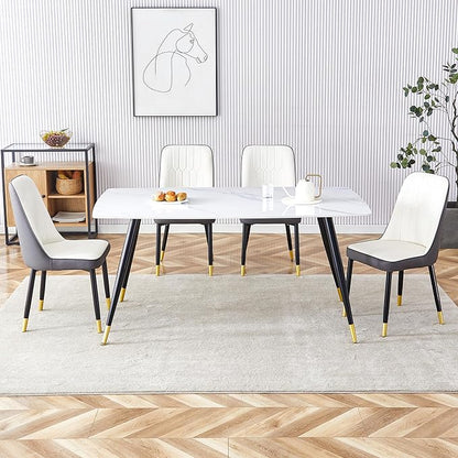Dining Table Set for 4, Dining Room Table Set for 4, Sintered Stone Kitchen Table Top and Modern Chairs Set of 4 for Kitchen Dining Living Room