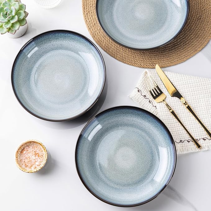 LERATIO 8.5" Ceramic Pasta Bowls Set of 4, 38oz Large Stoneware Bowls Set | - Image 3