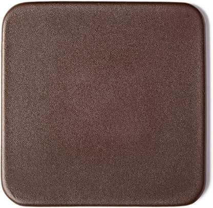 Chocolate Brown Genuine Leather 4" Round Coaster Set - Image 10