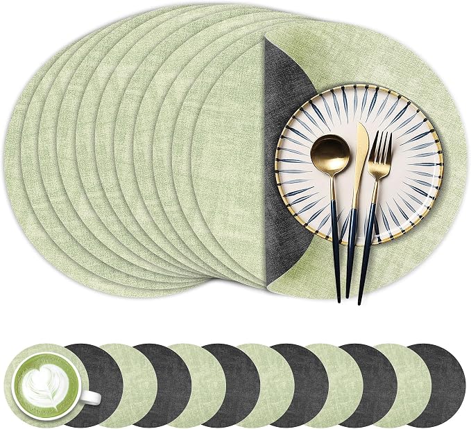 Fyvva Placemats Set of 12, Stain & Scratch Resistant, by Fyvva