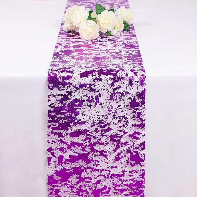 Snowkingdom Purple Table Runner, Sequin Glitter Foil Metallic Thin Mesh Runners - Image 2