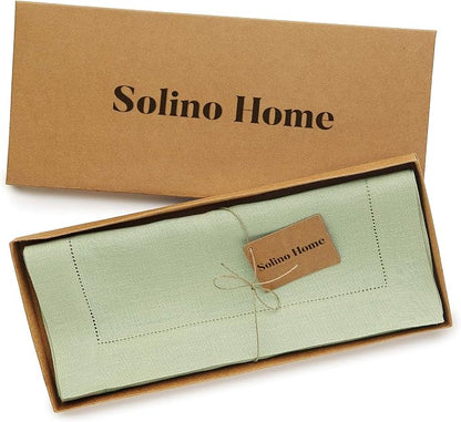 Solino Home 100% Pure Linen Table Runner Sage Green Hemstitch, 14 x 108 in | - Image 5