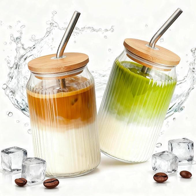 2 Packs Ribbed Glass Tumbler by Unknown
